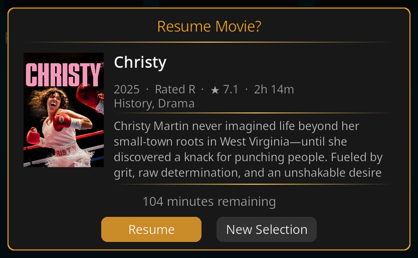 Resume dialog