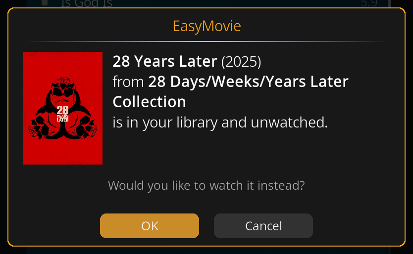Set warning dialog