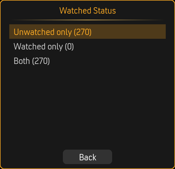 Watched Status dialog