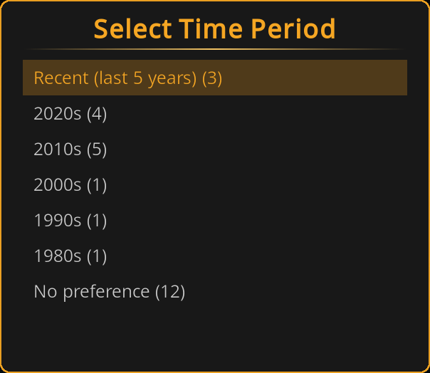 Select Time Period question