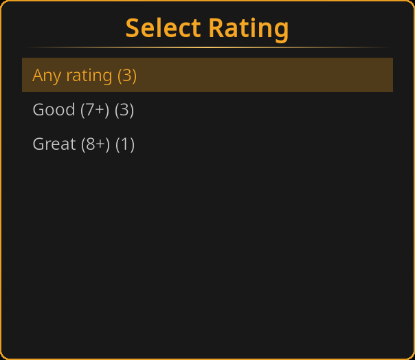 Select Rating question