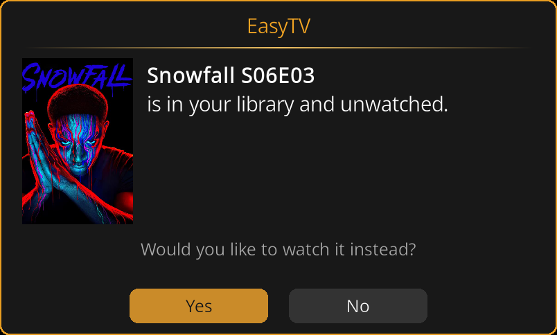Missed episode warning