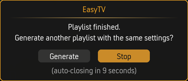 Playlist Finished dialog