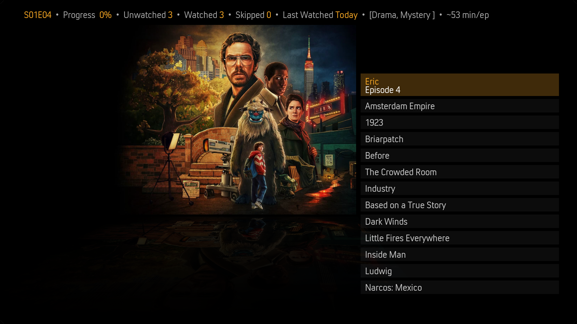 EasyTV Big Screen view optimized for large displays with prominent artwork